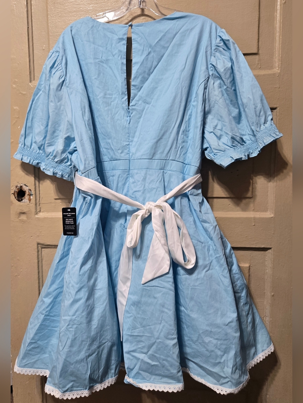 Torrid Crystal Blue Halloween Poplin Doll Dress NWT - Picture 3 of 5